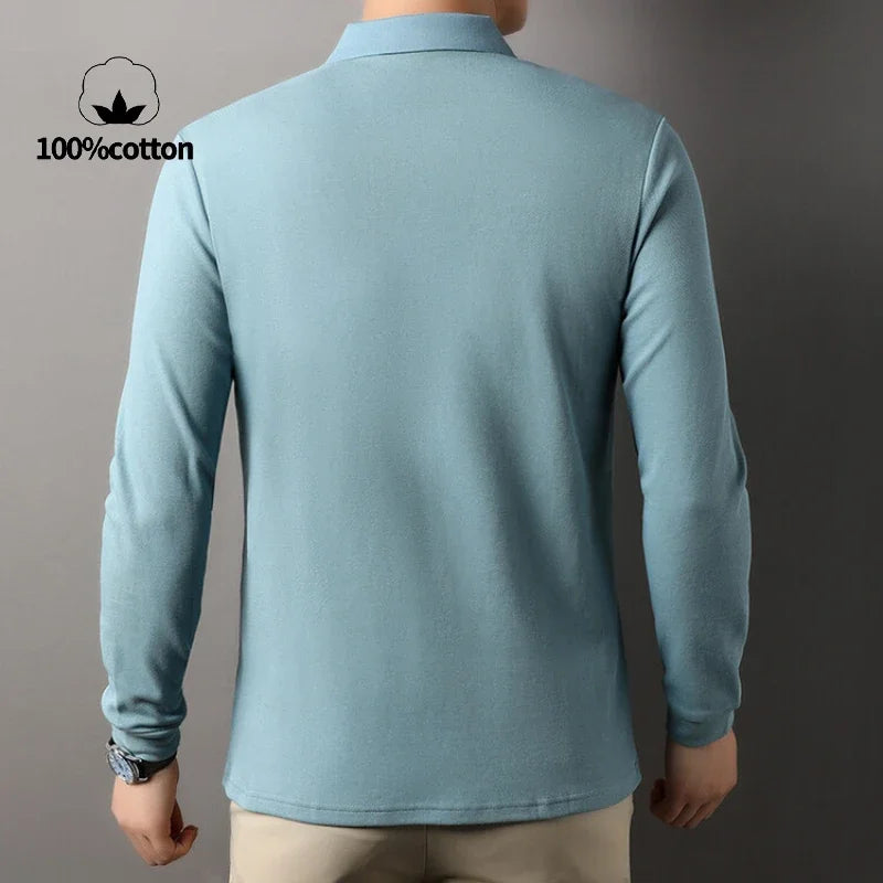 Polo homme à manches longues en coton premium – Élégance discrète et confort supérieur