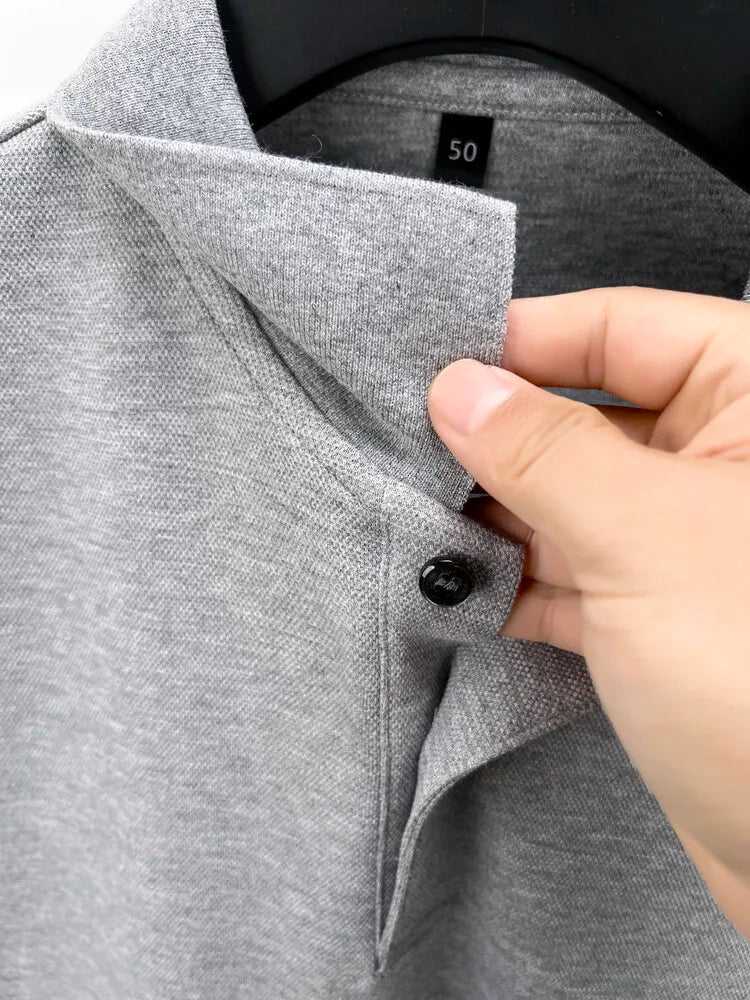 Polo homme à manches longues en coton premium – Élégance discrète et confort supérieur