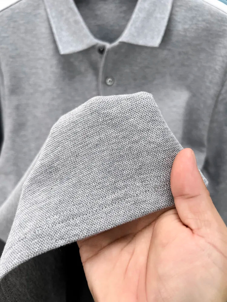 Polo homme à manches longues en coton premium – Élégance discrète et confort supérieur